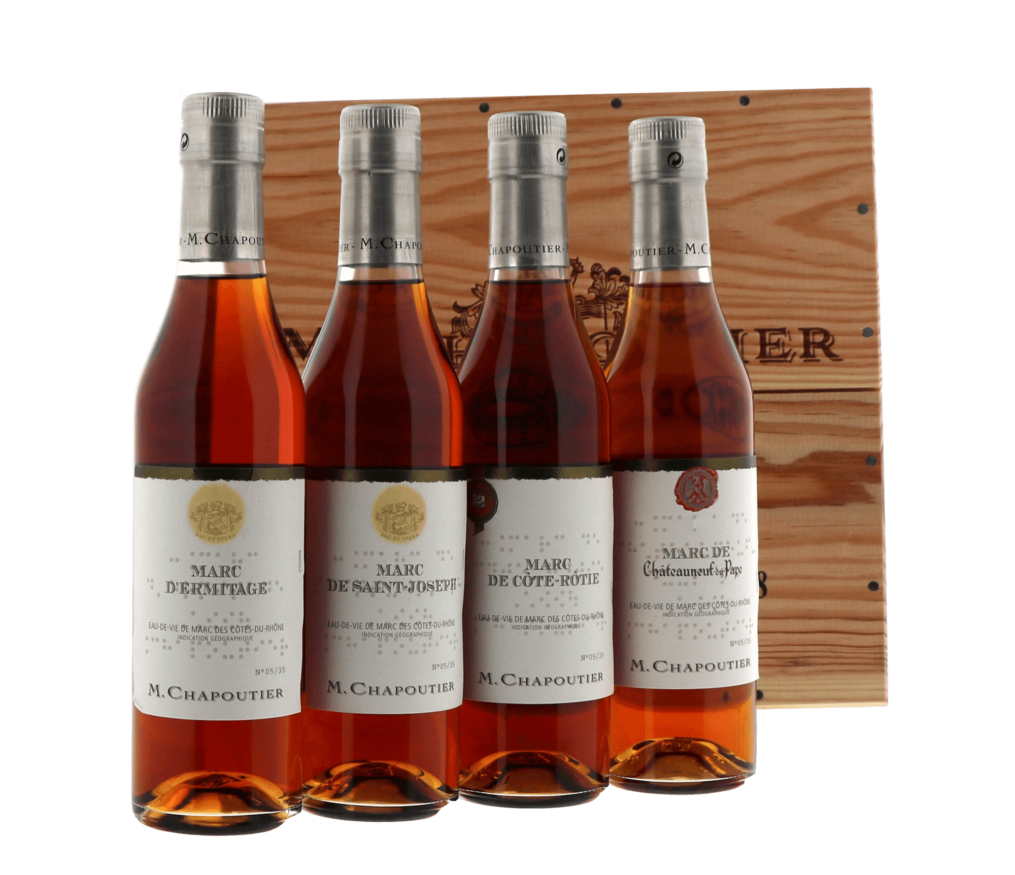 Coffret eaux de vie de Marc des Côtes du Rhône M Chapoutier