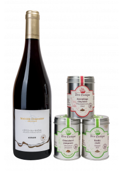Aurado - Côtes-du-Rhône, sans sulfites ajoutés Assemblage cinq baies, Chimichurri Pampeano, Basilic