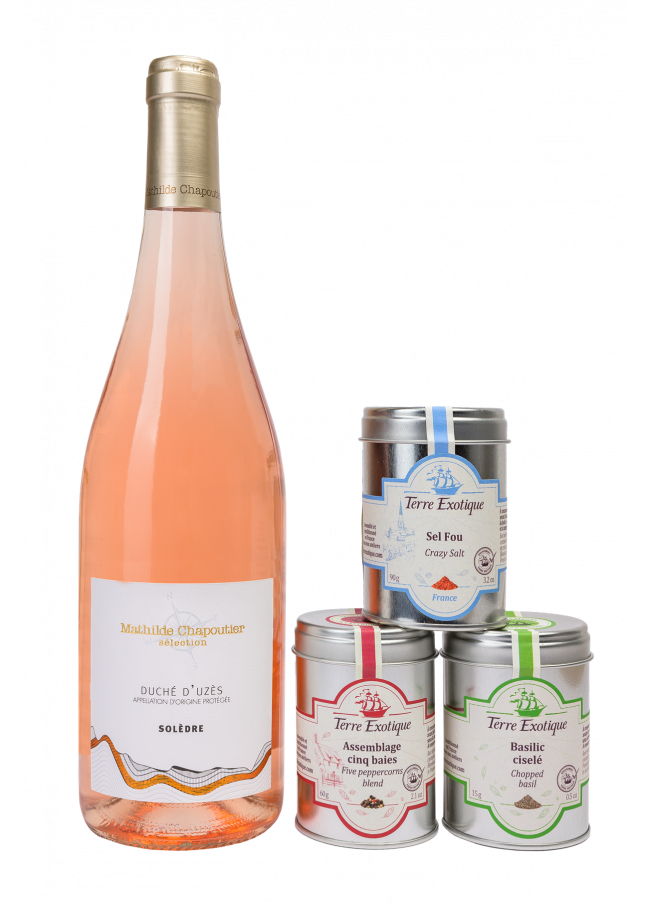 Solèdre rosé - Duché d'Uzès Basilic, Assemblage cinq baies, Sel fou