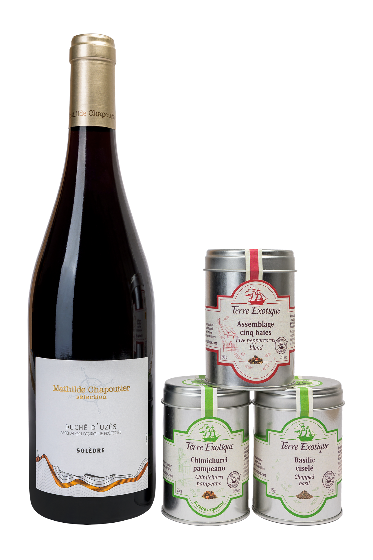 Solèdre rouge - Duché d'Uzès Assemblage cinq baies, Chimichurri Pampeano, Basilic